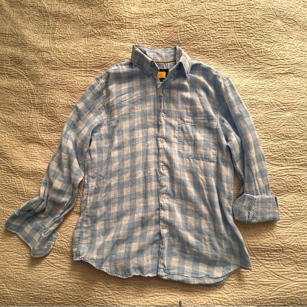 Robert Talbott Light Blue Plaid Casual Button Up Shirt, Men's M
